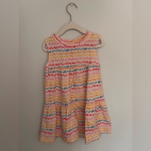 Mud Pie 5T girls rainbow zig zag dress tiered empire waist sleeveless buttonback - Picture 2 of 7